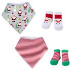 Alternate image 0 for Baby Essentials 4-Piece Christmas Santa Bib and Sock Set in Grey