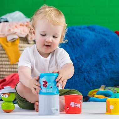 Bright Starts&trade; Oscar the Grouch&rsquo;s Stacking Cans&trade; Stackable Cups. View a larger version of this product image.