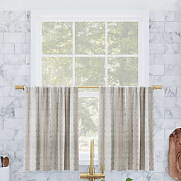 Archaeo® Slub Texture Stripe Cotton Cafe 36-Inch Window Curtain Tier Pair in Linen/White
