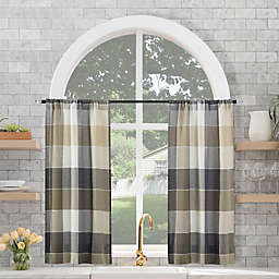 Archaeo® Colorblock Plaid 100% Cotton 45-Inch Café Window Curtain Tier Pair