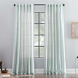 Archaeo® Stonewashed Stripe 96-Inch Back Tab Window Curtain Panel in Spa Green (Single)