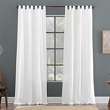 Archaeo&reg; Linen Cotton Blend Tab Top 84-Inch Window Curtain in White (Single). View a larger version of this product image.