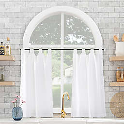 Archaeo® Linen Cotton Blend 45-Inch Tab Top Caf? Window Curtain Tiers in White (Set of 2)