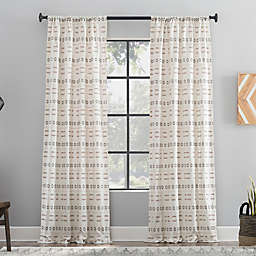 Archaeo® Global Stripes Cotton Blend 84-Inch Window Curtain Panel in Sienna (Single)