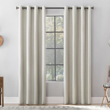 Archaeo&reg; Textured Linen 84-Inch Total Blackout Grommet Curtain Panel in White (Single). View a larger version of this product image.