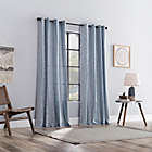 Alternate image 1 for Archaeo&reg; Fringe Stripe 100% Cotton 84-Inch Grommet Top Window Curtain Panel in Blue (Single)