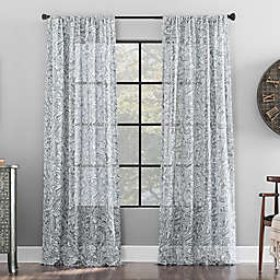 Archaeo® Paisley Waffle Weave Cotton Blend 96-Inch Window Curtain Panel in Grey (Single)