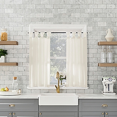 Archaeo&reg; Washed Cotton Cafe 36-Inch Twist Tab Window Curtain Panel in Ivory (Set of 2). View a larger version of this product image.