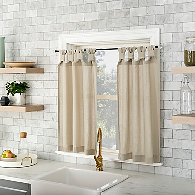 Archaeo&reg; Washed Cotton 36-Inch Twist Tab Cafe Window Curtain Panel in Oatmeal (Set of 2). View a larger version of this product image.