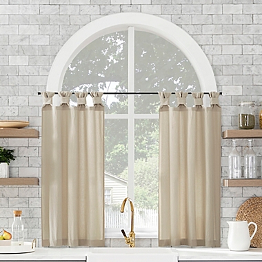 Archaeo&reg; Washed Cotton 36-Inch Twist Tab Cafe Window Curtain Panel in Oatmeal (Set of 2). View a larger version of this product image.
