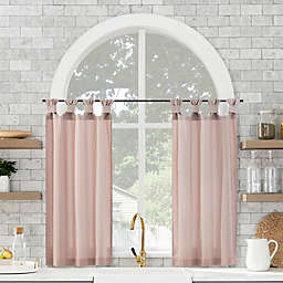 Archaeo® Washed Cotton 36-Inch Twist Tab Café Window Curtain Panel in Rose Quartz (Set of 2)