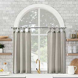 Archaeo® Washed Cotton 45-Inch Twist Tab Cafe Window Curtain in Silver Grey  (Set of 2)