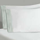 Alternate image 0 for Everhome&trade; Chambray Cuff 400-Thread-Count Standard Pillowcases in White/Sprout Green (Set of 2)