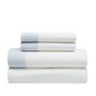 Alternate image 1 for Everhome&trade; Chambray Cuff 400-Thread-Count Queen Sheet Set in White/Skyway