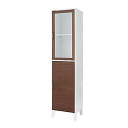 Elegant Home Fashions Tyler Modern Tower Cabinet in Natural/White
