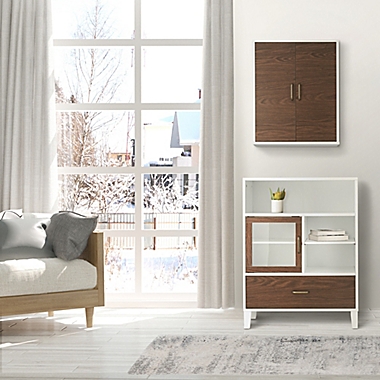 Elegant Home Fashions Tyler Modern Floor Storage Cabinet in Natural/White. View a larger version of this product image.