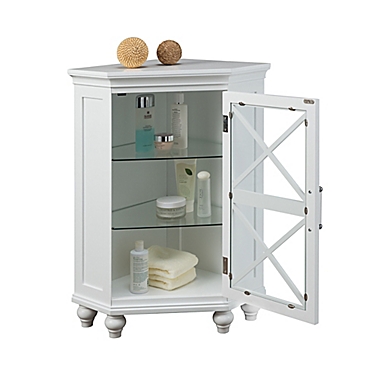 Teamson Home Blue Ridge Corner Floor Cabinet in White. View a larger version of this product image.