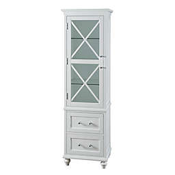Teamson Home Blue Ridge Wooden Linen Tower Cabinet with Adjustable Shelves in White