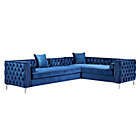 Alternate image 0 for Inspired Home Velvet Right-Facing Sectional Sofa in Navy