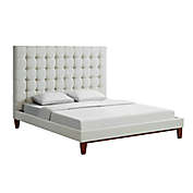 Inspired Home Sabina King Linen Upholstered Platform Bed in Beige