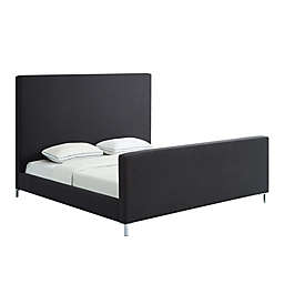 Inspired Home Queen Linen Upholstered Platform Bed in Charcoal