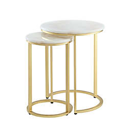 Inspired Home Stella Marble 2-Piece Nesting End Table Set