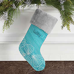 Coastal Home Personalized Faux Fur Christmas Stocking in Grey