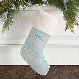 Coastal Home Personalized Faux Fur Christmas Stocking in Ivory