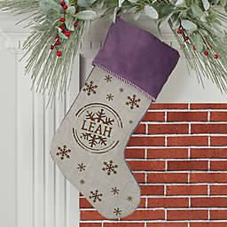 Stamped Snowflake Personalized Christmas Stocking in Purple