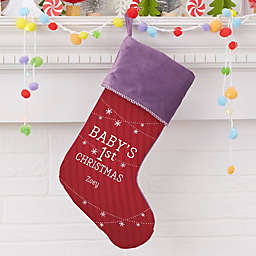 Baby&#39;s First Christmas Personalized Christmas Stocking in Purple