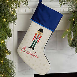 Sugarplum & Nutcracker Personalized Christmas Stocking in Blue