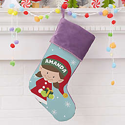 Christmas Elf Characters Personalized Christmas Stockings in Purple