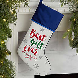 Best Gift Ever Personalized Christmas Stocking in Blue