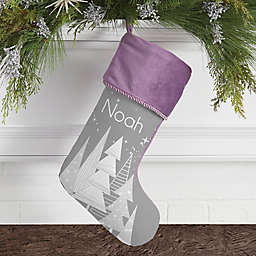 Frosty Neutrals Personalized Christmas Stocking in Purple