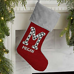 Farmhouse Christmas Personalized Christmas Stocking in Grey