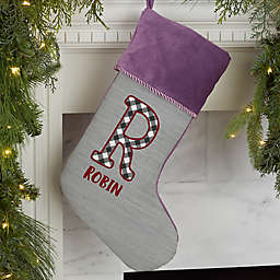 Farmhouse Christmas Personalized Christmas Stocking in Purple