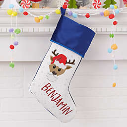 Build Your Own Reindeer Personalized Christmas Stocking in Blue