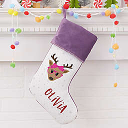 Build Your Own Reindeer Personalized Christmas Stocking in Purple