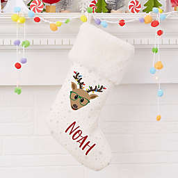 Build Your Own Reindeer Personalized Faux Fur Christmas Stocking in Ivory