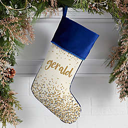 Sparkling Name Personalized Christmas Stocking in Blue