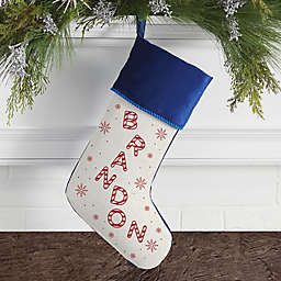 Candy Cane Lane Personalized Christmas Stocking in Blue