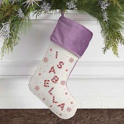 Candy Cane Lane Personalized Christmas Stocking in Purple