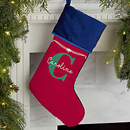 My Name & Monogram Personalized Christmas Stocking in Blue