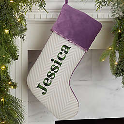 Plaid & Prints Personalized Christmas Stocking in Purple
