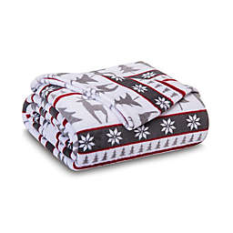 Elite Home Products Winter Nights Nordic Tree Plush Blanket