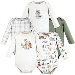 Hudson Baby® Size 0-3M 5-Pack Forest Animals Long Sleeve Bodysuits in Green