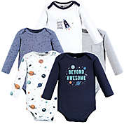 Hudson Baby&reg; Size 0-3M 5-Pack Space Long Sleeve Bodysuits in Blue