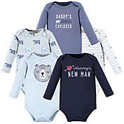 Hudson Baby&reg; 5-Pack Mommy&#39;s New Man Long Sleeve Bodysuits in Blue
