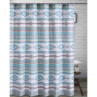 72 Inch Phoenix Shower Curtain, Turquoise And Brown Paisley Shower Curtain