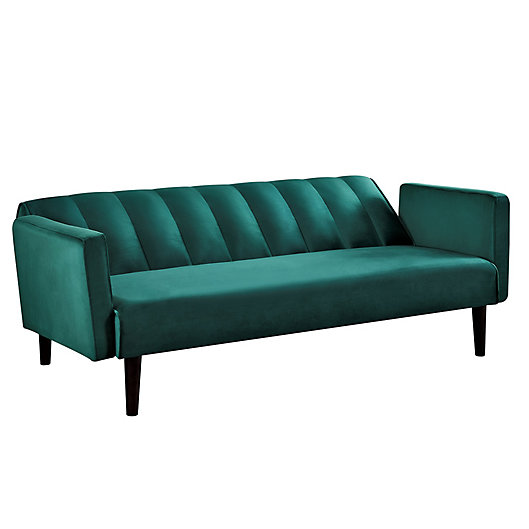 Uspride Furniture Benitez Velvet Sofa, Benitez Faux Leather Convertible Sofa